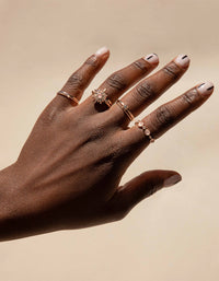 Rose-Gold Semi-Precious Rose-Quartz 9-Pack Rings - link has visual effect only