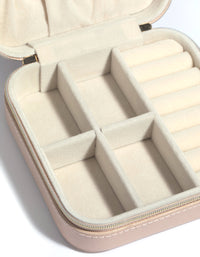 Blush Faux Leather Compact Square Jewellery Box - link has visual effect only