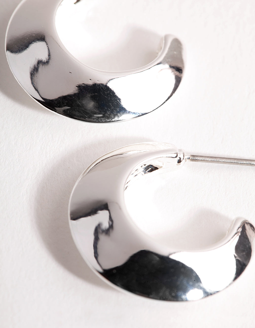 Silver Small Chubby Open Hoop Earrings