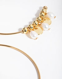 Gold Plated Freshwater Pearl & Disc Hoop Earrings - link has visual effect only