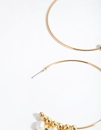 Gold Plated Freshwater Pearl & Disc Hoop Earrings - link has visual effect only