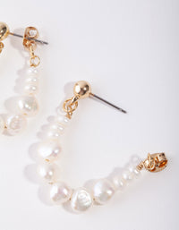 Gold Plated Freshwater Pearl Hoop Earrings - link has visual effect only