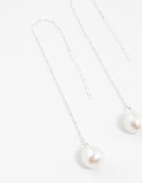 Silver Plated Freshwater Pearl Thread Through Earrings - link has visual effect only