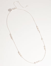 Silver Plated Freshwater Pearl Station Necklace - link has visual effect only
