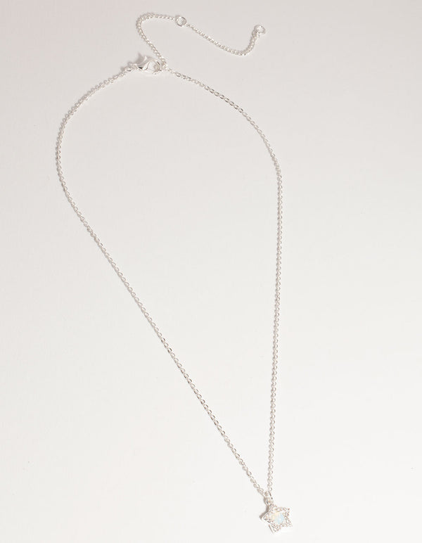 Silver Plated Diamante Star Necklace