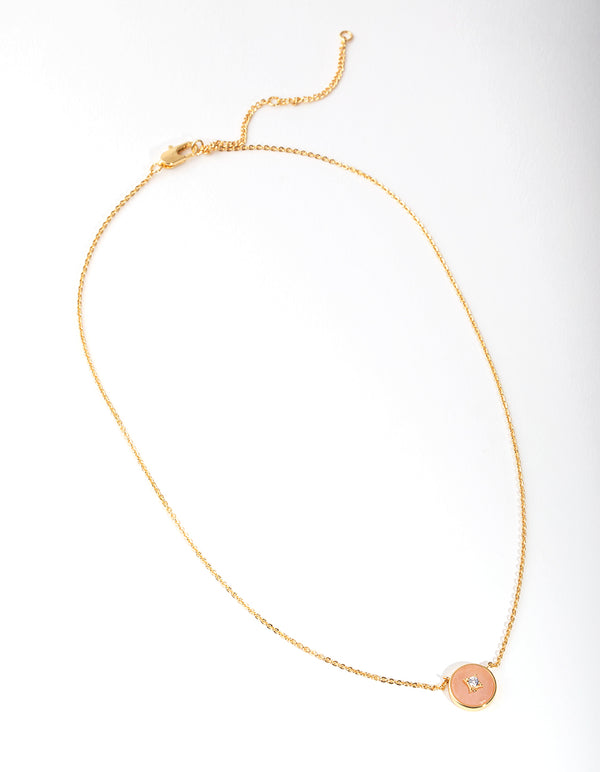 Gold Plated Semi-Precious Diamante Circle Necklace