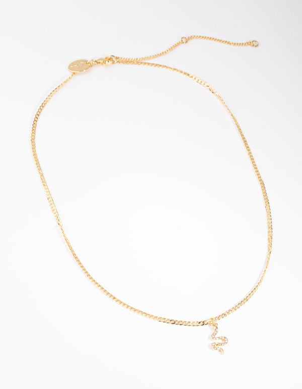 Gold Plated Diamante Snake Necklace