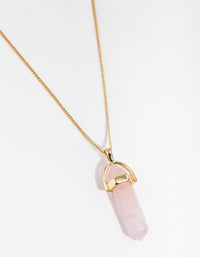 Gold Plated Semi Precious Pink Shard Necklace - link has visual effect only