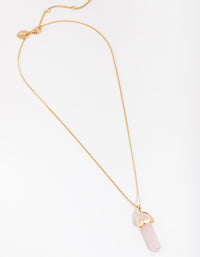 Gold Plated Semi Precious Pink Shard Necklace - link has visual effect only