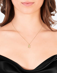 Real Gold Plated Diamante Rectangle Locket Necklace - link has visual effect only