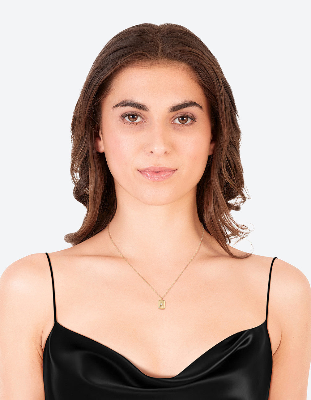 Real Gold Plated Diamante Rectangle Locket Necklace