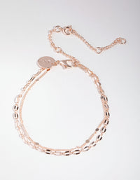 Real Rose Gold Plated Multi Chain Disc Bracelet - link has visual effect only