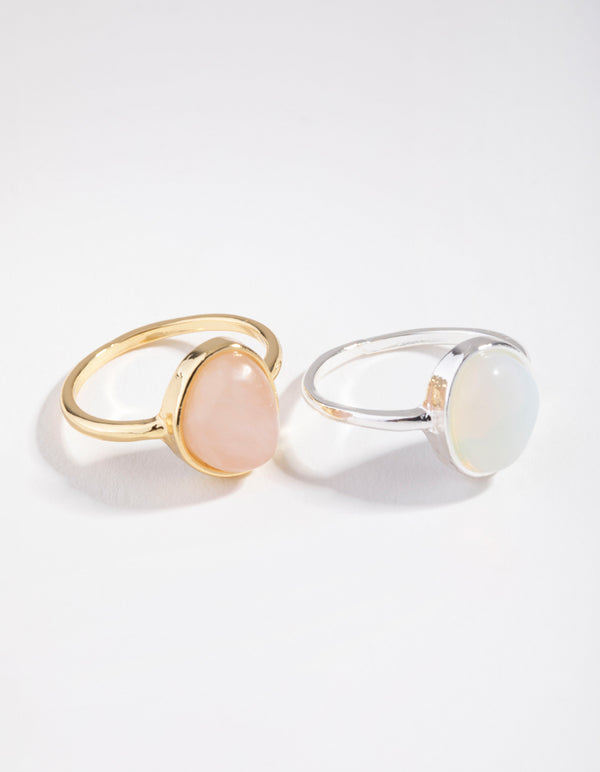 Gold Plated Diamante Star Pack Rings