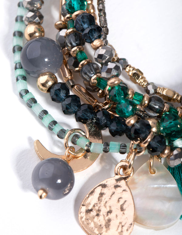 Gold Mixed Moon Stretch Bracelet