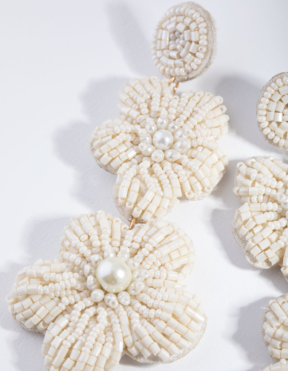 Fabric Statement Beaded Drop Earrings
