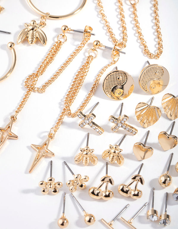 Gold Large Motifs 16-Pack Earring