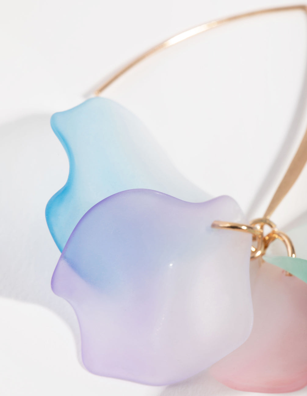 Gold Frosted Petal Drop Earrings