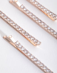 Rose Gold Cubic Zirconia Simple Hair Slide 4-Pack - link has visual effect only