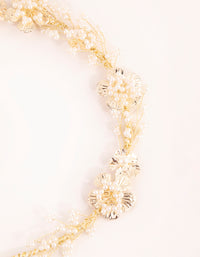 Gold Pearl & Flower Headband - link has visual effect only