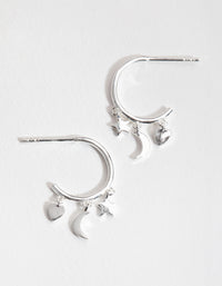 Sterling Silver Celestial Open Hoop Earrings - link has visual effect only
