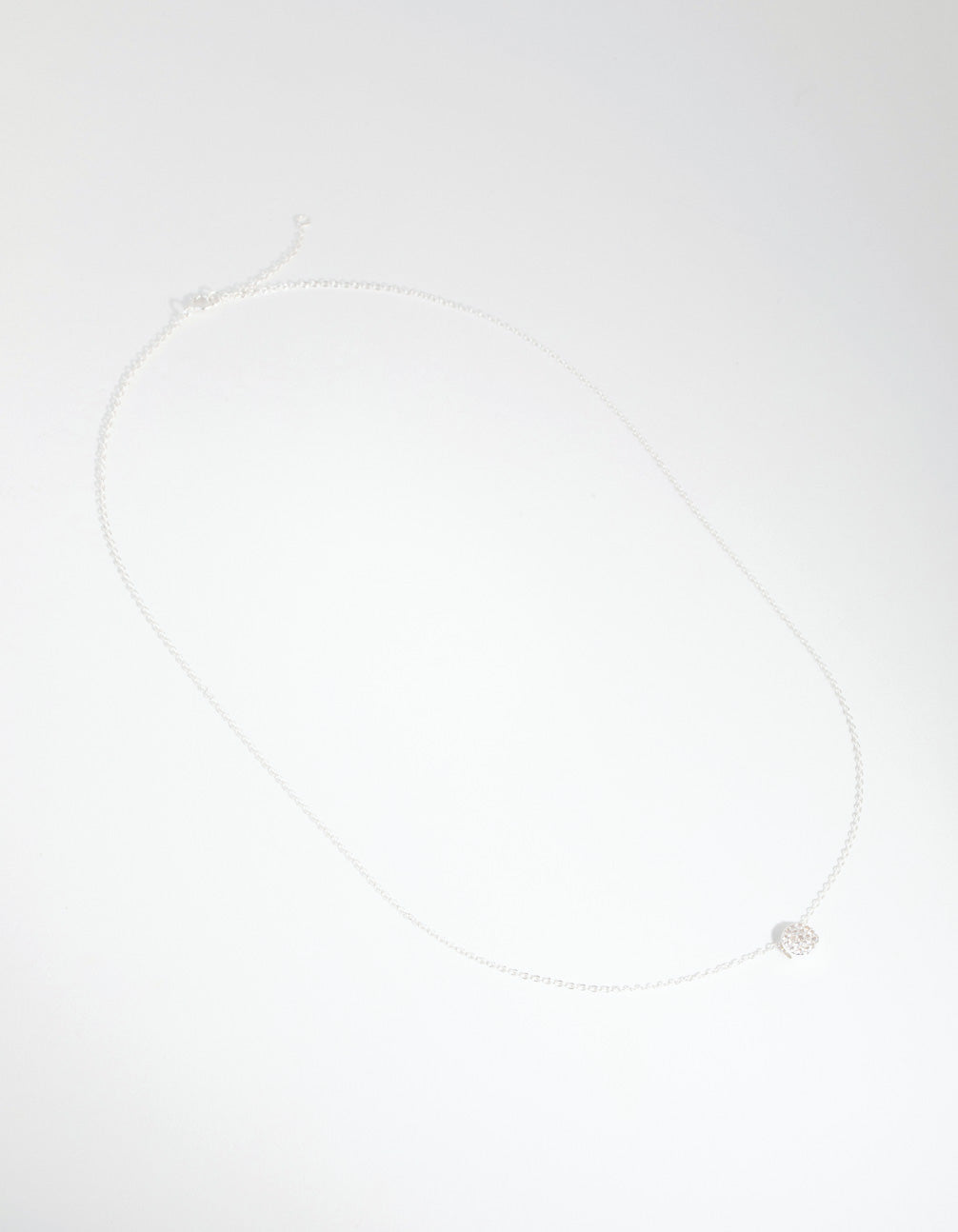 Sterling Silver Cubic Zirconia Pave Disc Necklace