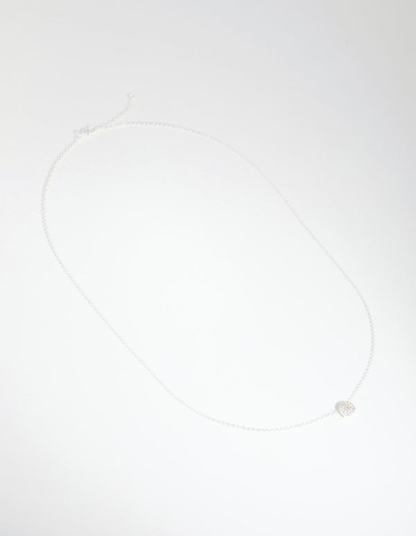 Sterling Silver Cubic Zirconia Pave Disc Necklace