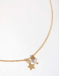 Gold Plated Sterling Silver Pearl & Star Charm Necklace - link has visual effect only