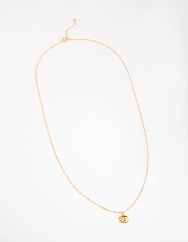 Gold Plated Sterling Silver Diamante 3D Shell Necklace