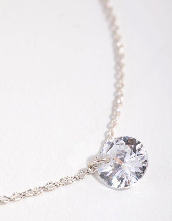 Sterling Silver 1ct Cubic Zirconia Round Necklace