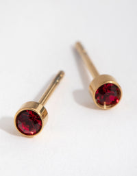 24 Carat Gold Plated Titanium July Ruby Studs - link has visual effect only