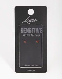 24 Carat Gold Plated Titanium July Ruby Studs - link has visual effect only