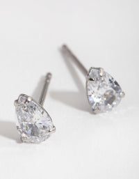 Surgical Steel Cubic Zirconia Pear Stud Earrings - link has visual effect only