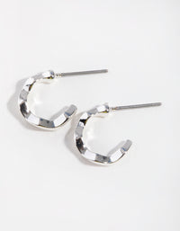 Silver Squiggle Mini Hoop Earrings - link has visual effect only
