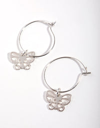 Silver Cutout Butterfly Huggie Earrings - link has visual effect only