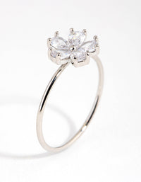 Silver Cubic Zirconia Daisy Diamante Ring - link has visual effect only