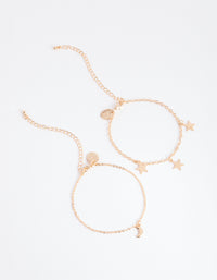 Gold Star & Moon Bracelet Pack - link has visual effect only