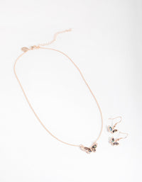 Rose Gold Marble Butterfly Earring & Necklace Set - link has visual effect only