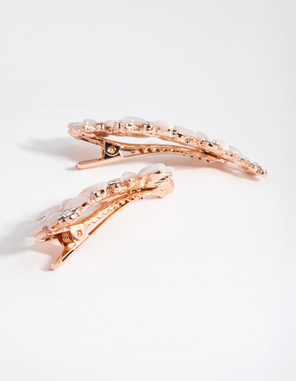 Diamante Cats-Eye Multi Flower Clip