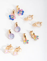 Kids Gold Flower Garden 6-Pack Earring - link has visual effect only