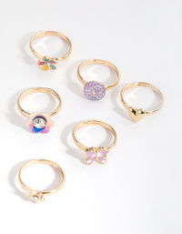 Kids Gold Flower Garden 6-Pack Rings - link has visual effect only
