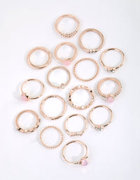 Rose Gold Diamante Stone Ring Set - link has visual effect only