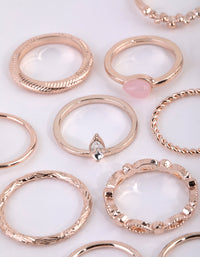 Rose Gold Diamante Stone Ring Set - link has visual effect only