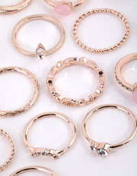 Rose Gold Diamante Stone Ring Set - link has visual effect only