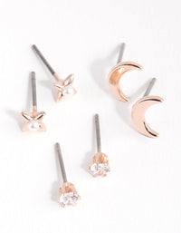 Rose Gold Cresent Moon Pearl Earrings - link has visual effect only
