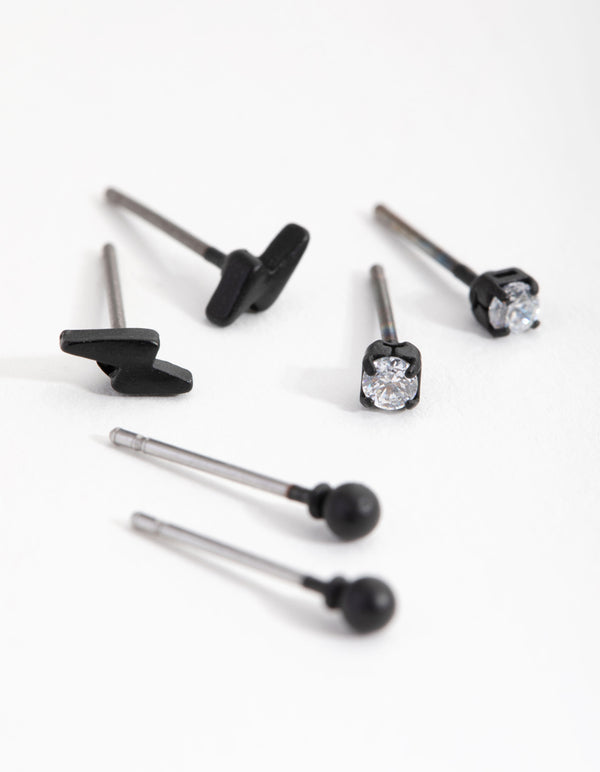 Matte Bolt & Diamante Earrings