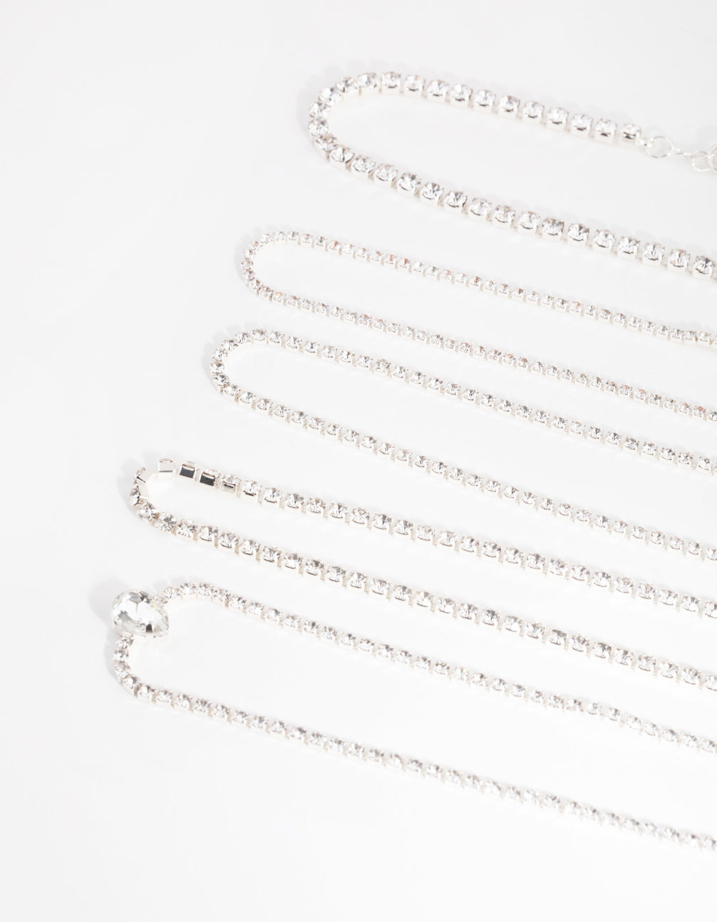 Silver Round & Pear Choker 5-Pack