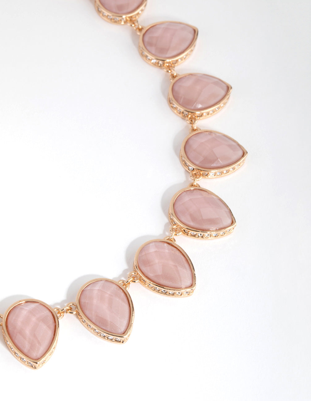 Gold & Blush Teardrop Facet Stone Necklace
