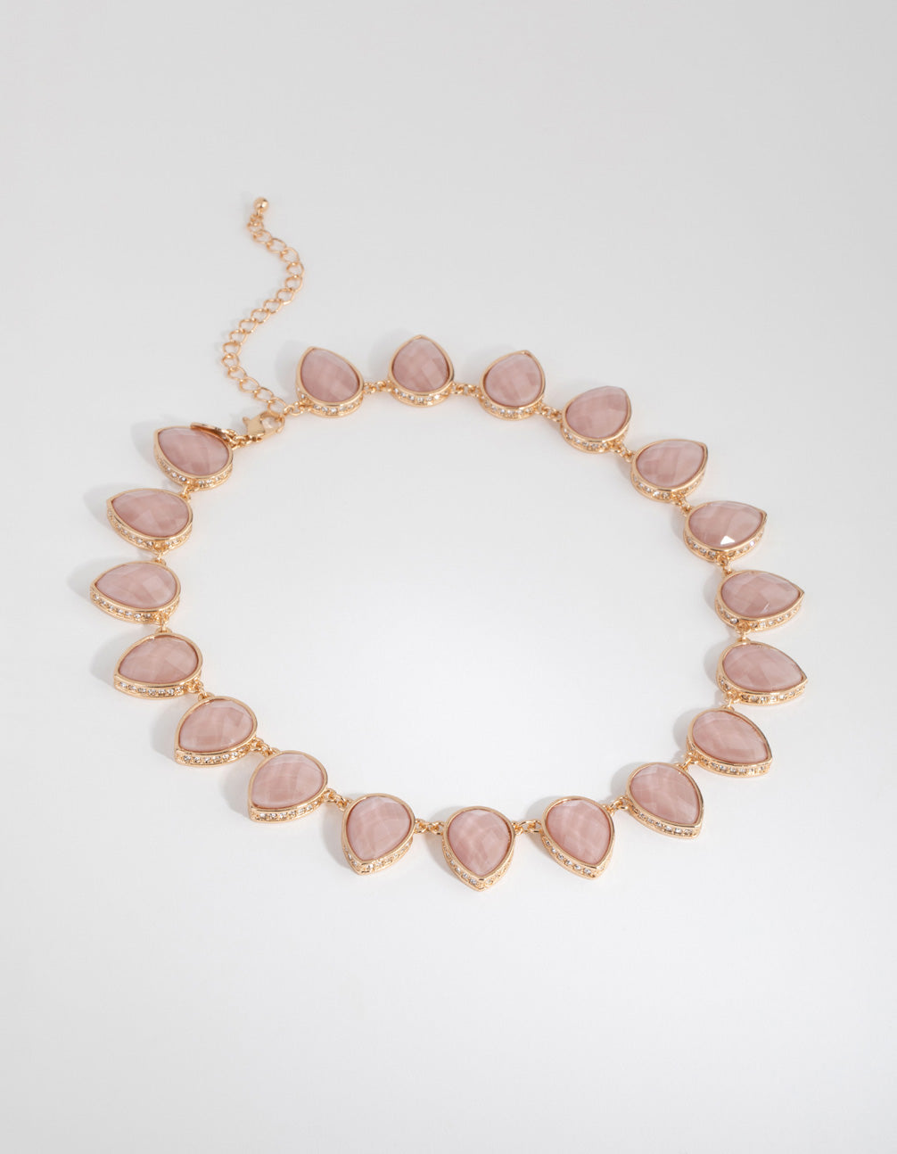 Gold & Blush Teardrop Facet Stone Necklace