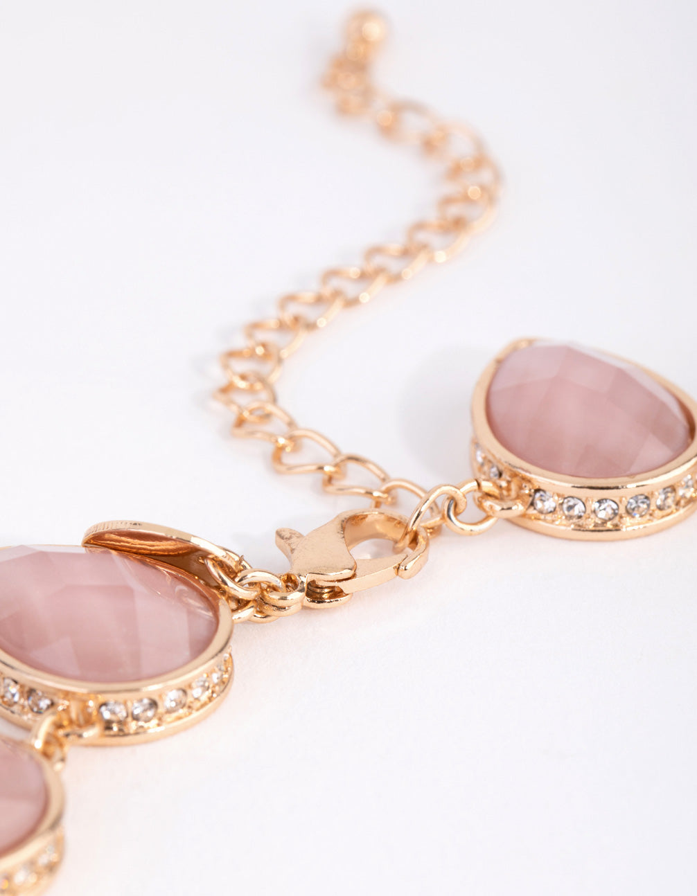 Gold & Blush Teardrop Facet Stone Necklace