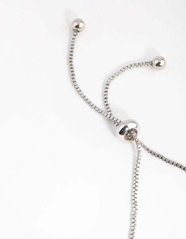 Silver Cubic Zirconia Navette Flower Toggle Tennis Bracelet